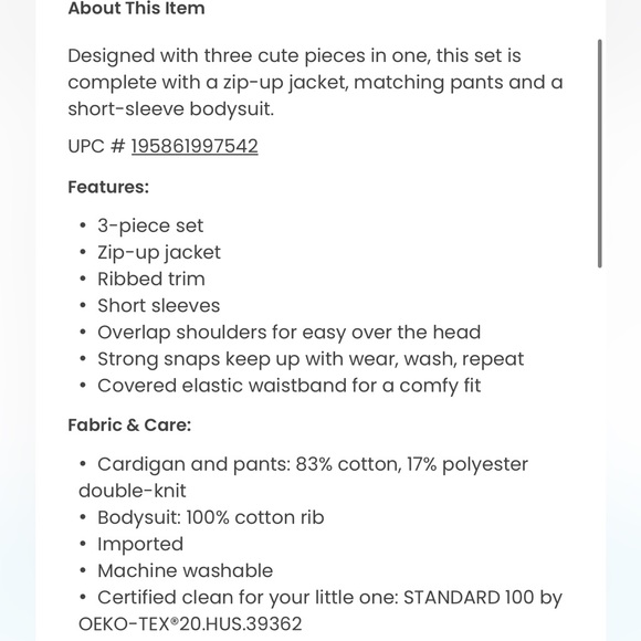 Carter’s Baby Quilted 3 Piece Hooded Jacket Set, 3M, Heather Gray & Navy - Picture 6 of 7